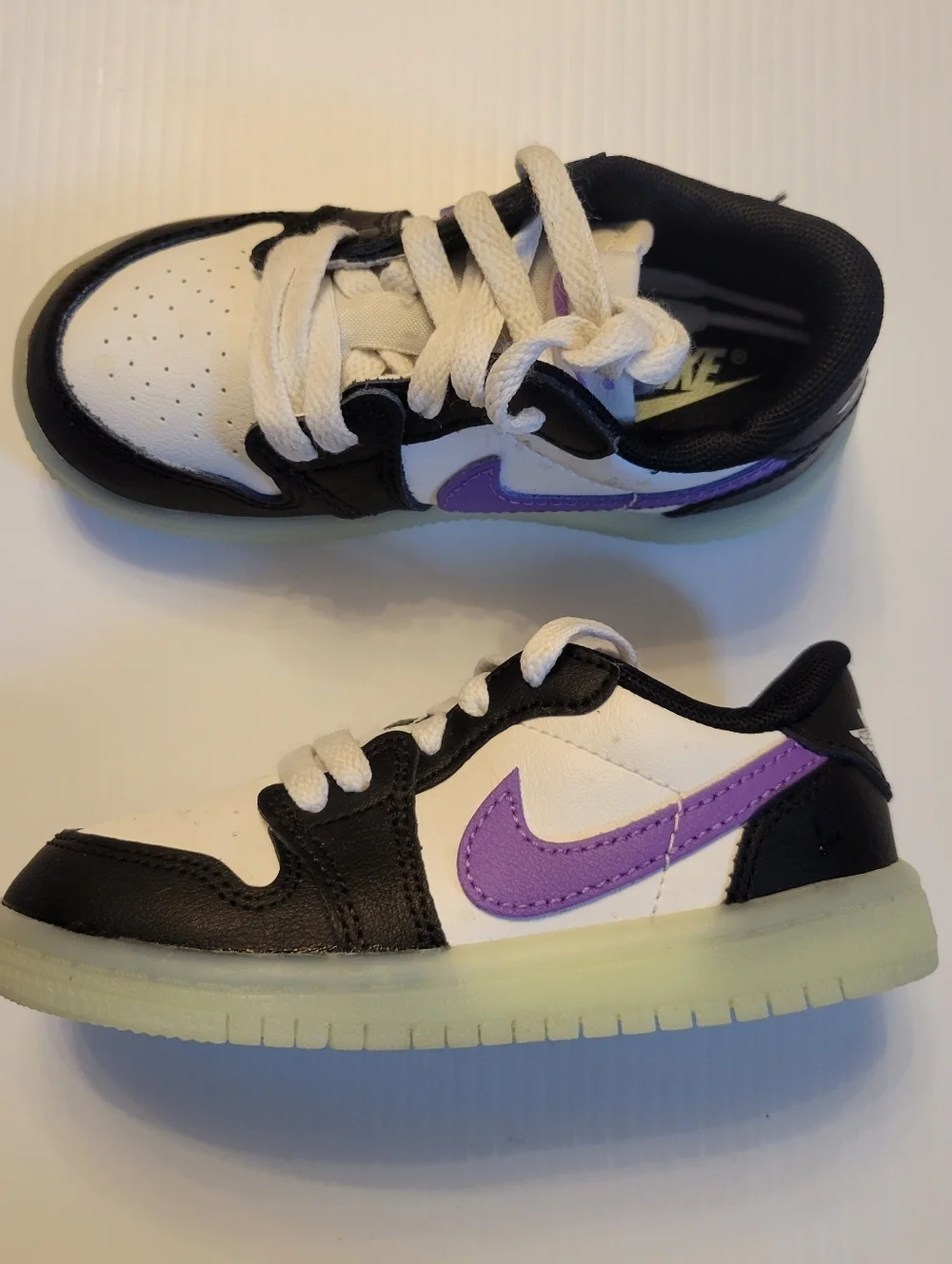 Nike Air Jordan 1 Low Baby Toddler Size 8C Black White Purple Glow Sole